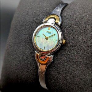 Vintage Citizen Mother of Pearl Dial Watch, Two-Tone Bangle, Solar, Dress Watch